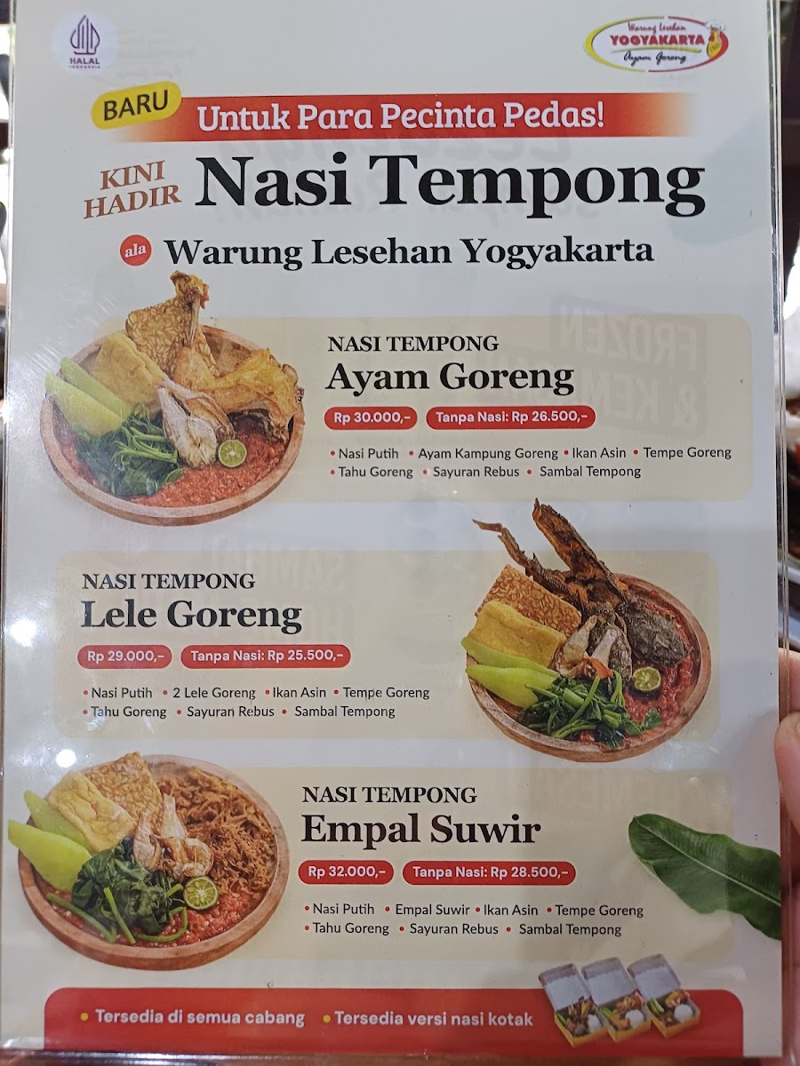 Warung Lesehan Yogyakarta Menu - Image 1